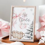 Winter Pink Bow Hot Chocolate Table Sign<br><div class="desc">Winter Pink Bow Hot Chocolate Station Table Sign</div>