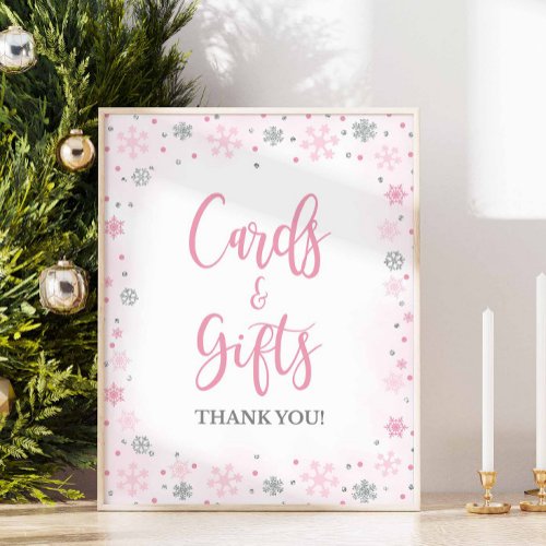 Winter Pink Cards  Gifts Shower Table Sign