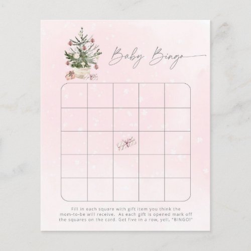 Winter pink Christmas tree baby bingo game