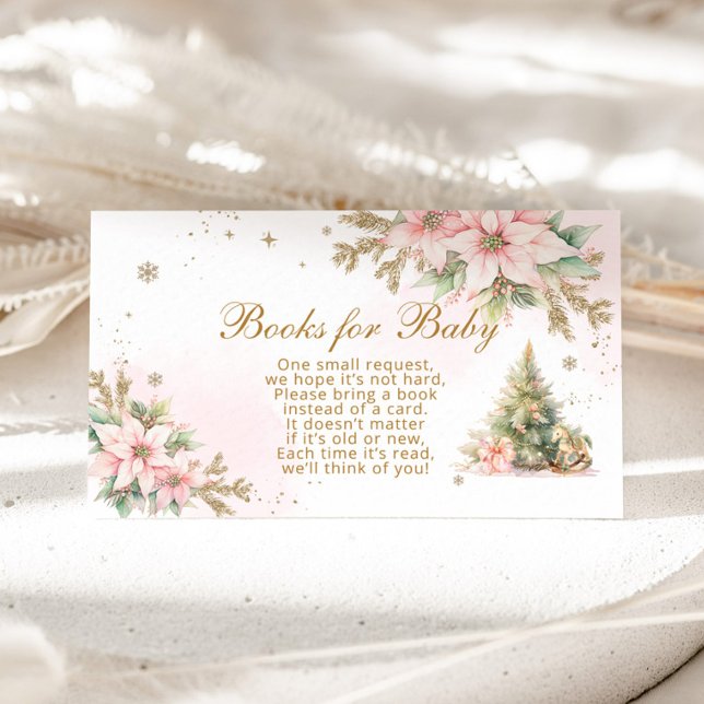 Winter pink Christmas tree Books for baby ticket Enclosure Card (Creator Uploaded)