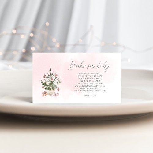 Winter Pink Christmas tree books for baby ticket Enclosure Card