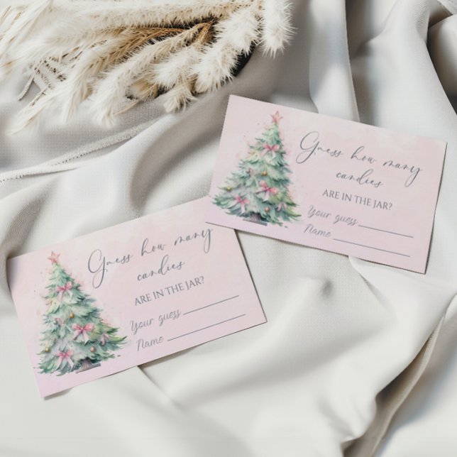 Winter pink Christmas tree guess how many candies Enclosure Card (Creator Uploaded)
