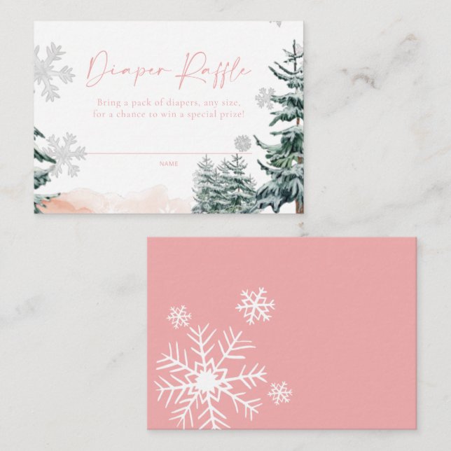 Winter Pink Diaper Raffle Card (Front/Back)
