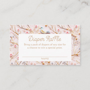 Winter Pink Floral Diaper Raffle Ticket Enclosure Card