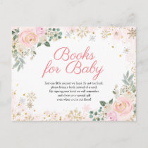 Winter Pink Floral Snowflakes Books for Baby Postcard