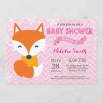 Winter Pink Fox Girl Baby Shower Invitation