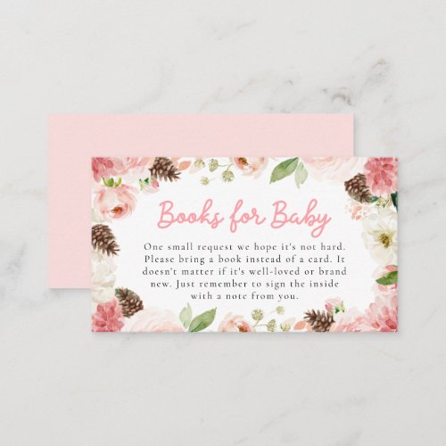 Winter Pink Girl Baby Shower Books for Baby Enclosure Card