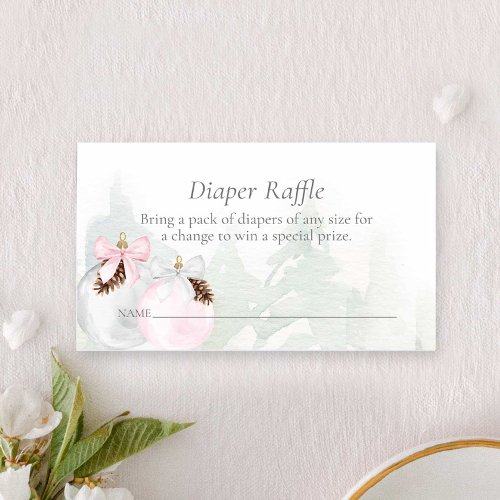 Winter Pink Girl Baby Shower Diaper Raffle Enclosure Card