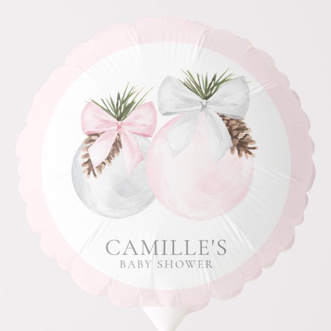 Winter Pink Girl Baby Shower Party Balloon (Front)