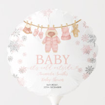 Winter Pink Girl Baby Shower Snowflake Clothesline