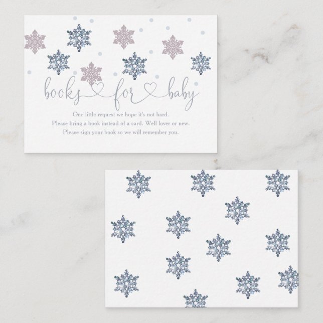 Winter Pink Silver Snowflake Books For Baby Enclos Enclosure Card (Front/Back)