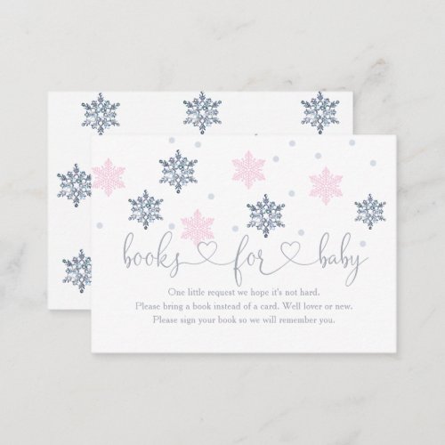 Winter Pink Silver Snowflake Books For Baby Enclos Enclosure Card