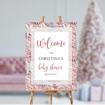 Winter Pink Silver Snowflakes Baby Shower Welcome  Foam Board