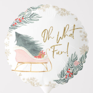 Winter Pink Sleigh Snowflake Balloon