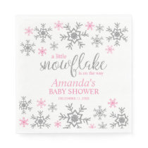Winter Pink Snowflake Baby Shower Napkins
