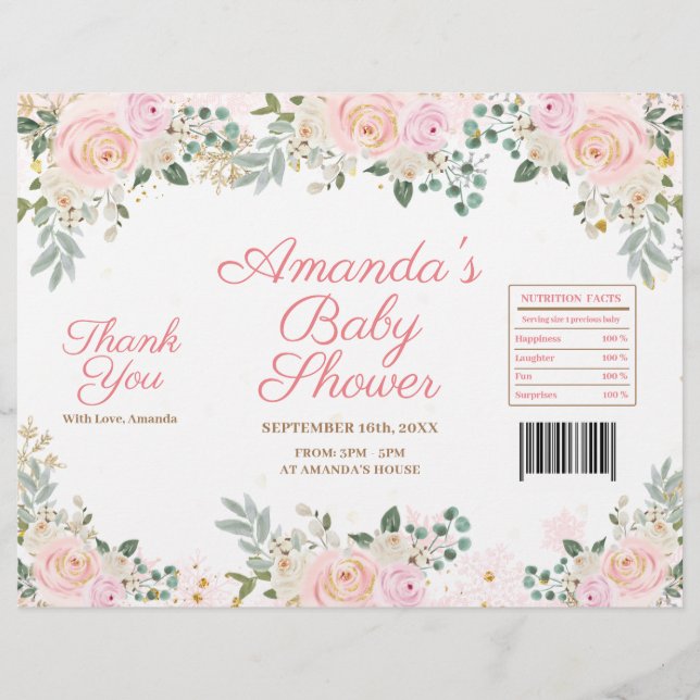 Winter Pink Snowflake Floral Chip Bag Wrapper (Front)