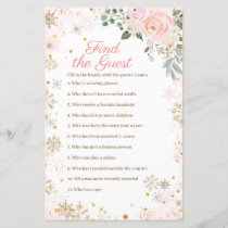 Winter Pink Snowflake Floral Find the Guest
