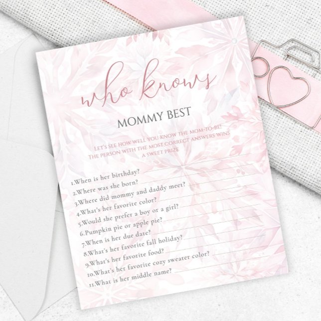 Winter Pink Snowflake Who Knows Mommy Game (Creator Uploaded)