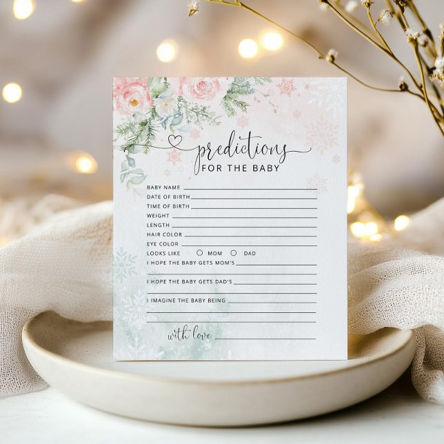 Winter pink snowflakes prediction for baby card (Creator Uploaded)