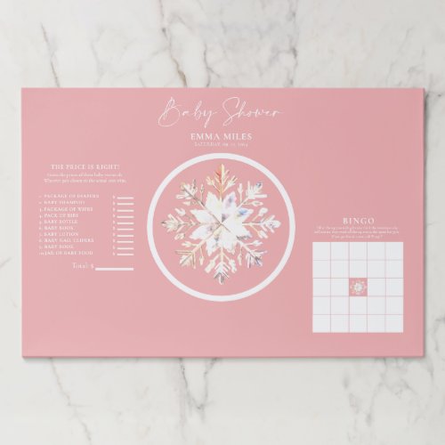 Winter Pink Watercolor Baby Shower Games Paper Pad
