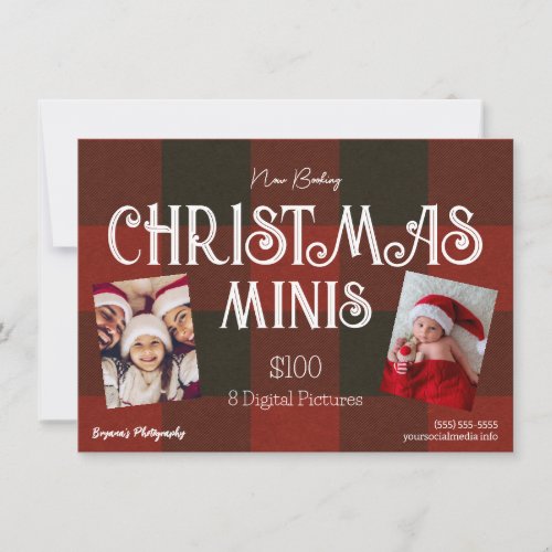 Winter Plaid Christmas Minis Photography Flyer  Invitation