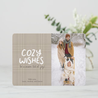 Winter Plaid Cozy Wishes Christmas Card