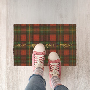 Winter Plaid Fiber Doormat