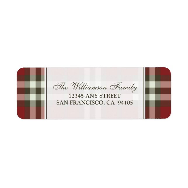 Winter Plaid Holiday Address Labels (red) (Front)