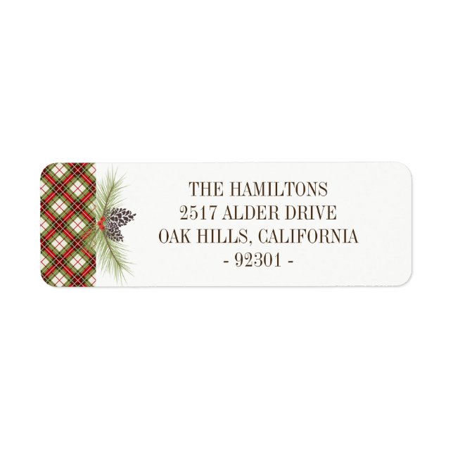 Winter Plaid Personalized Address Label (Front)