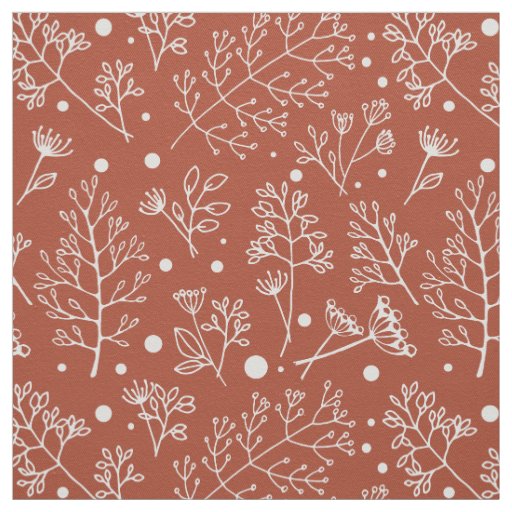 Winter Plants Leaves Berries Christmas Pattern Fabric