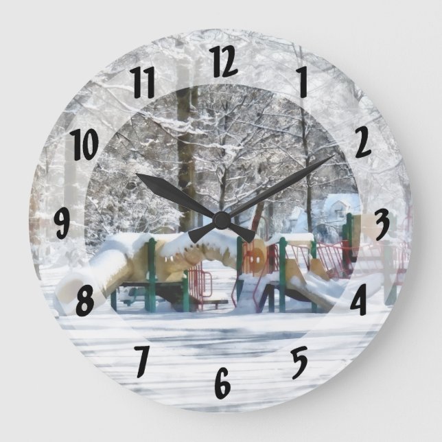 Winter Playground Large Clock (Front)