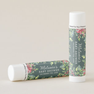 Winter Poinsettia Baby Shower Lip Balm Favor