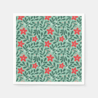 Winter poinsettia pattern - Christmas flower Napkins