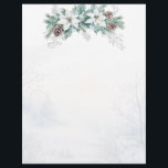 Winter Poinsettia Pine Cones Christmas Letterhead<br><div class="desc">This design features a watercolor illustration of winter white - cream Poinsettias with an arrangement of pine branchlet,  pine cones and holly. You can adjust text according to your requirements.</div>