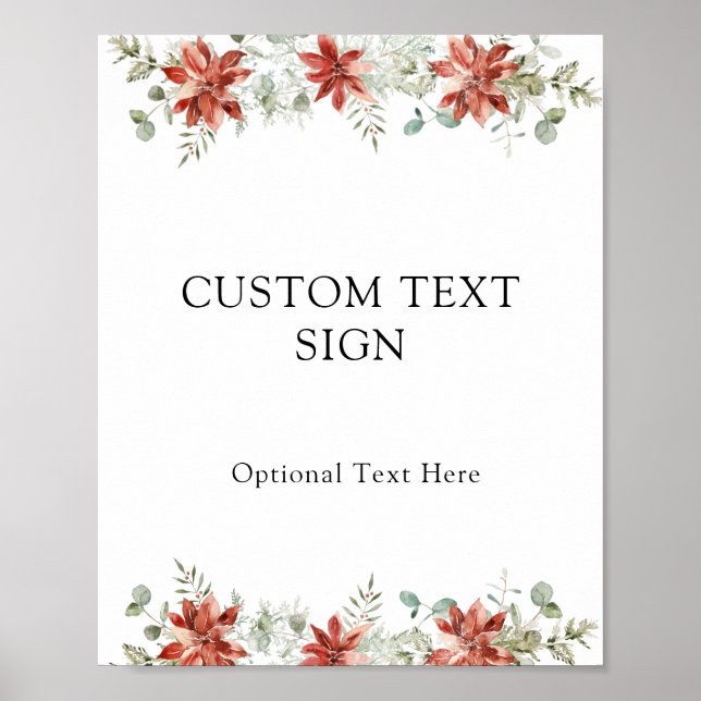 Winter Poinsettias Custom Text Sign (Front)