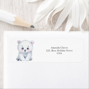 Winter polar baby bear label