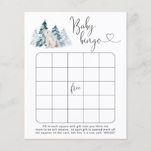 winter polar bear Baby bingo game