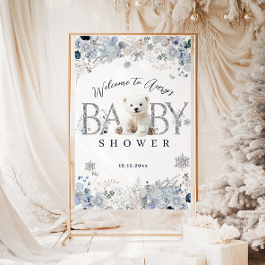 Winter Polar Bear Baby Boy Shower Welcome Foam Board