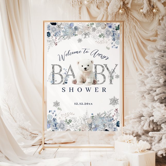 Winter Polar Bear Baby Boy Shower Welcome Foam Board (Creator Uploaded)
