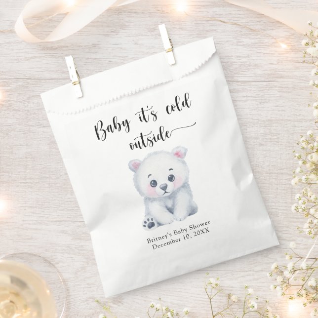 Winter polar bear - baby it is cold outside favor bag (Clipped)