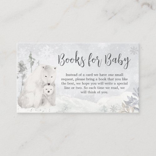 Winter Polar Bear Baby Shower Books for Baby Enclosure Card