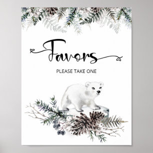 Winter polar bear baby shower Favors Poster