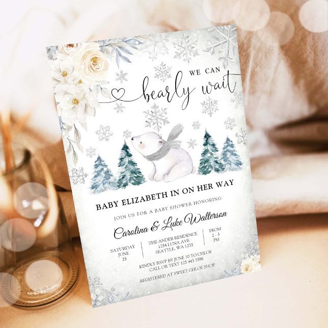 Winter Polar Bear Baby Shower Invitation (Creator Uploaded)