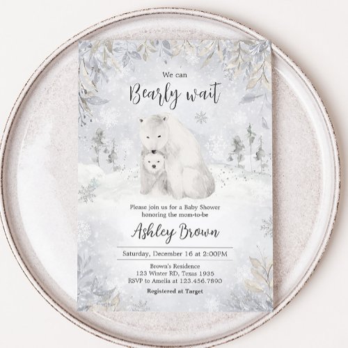 Winter Polar Bear Baby Shower  Invitation