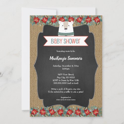 Winter Polar Bear Baby Shower invite _ neutral