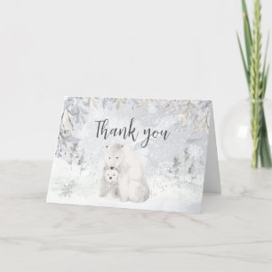 Winter Polar Bear Baby Shower Letterpress Thank You Card