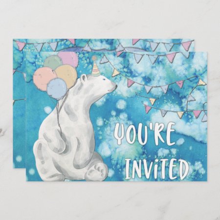 Winter Polar Bear Birthday Party Invitation