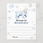 Winter polar bear birthday time capsule message (Front)