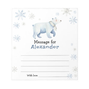 Winter polar bear birthday time capsule message notepad