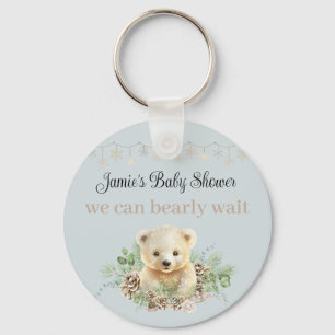 Winter Polar Bear Blue Baby Shower Favor Keepsake Keychain